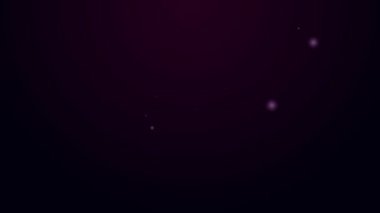 Parlak neon hattı bilardo topu. Siyah arka planda 8 numaralı ikon izole edilmiş. 4K Video hareketli grafik canlandırması