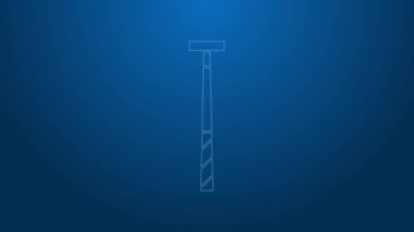 Beyaz çizgi bilardo ikonu mavi arkaplanda izole edildi. 4K Video hareketli grafik canlandırması