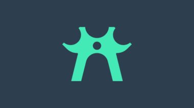 Turkuaz bilardo dinlenme ikonu mavi arka planda izole edildi. Bilardo sopası, briç sopası. 4K Video hareketli grafik canlandırması