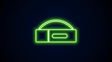 Siyah arkaplanda izole edilmiş bilardo işaret simgesi parlayan neon hattı davası. 4K Video hareketli grafik canlandırması