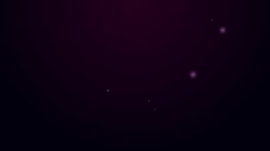 Siyah zemin üzerinde top ikonu olan parlak neon çizgili golf sopası. 4K Video hareketli grafik canlandırması