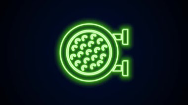 Parlayan neon hattı golf kulübü ikonu siyah arka planda izole edildi. 4K Video hareketli grafik canlandırması