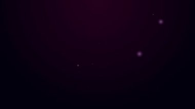 Siyah zemin üzerinde sopa simgesi olan parlak neon çizgili golf çantası. 4K Video hareketli grafik canlandırması