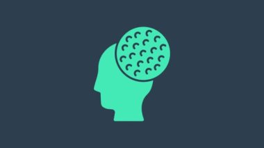 Turkuaz golf topu ikonu mavi arka planda izole edildi. 4K Video hareketli grafik canlandırması