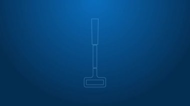 Mavi arka planda beyaz çizgi golf kulübü simgesi izole edildi. 4K Video hareketli grafik canlandırması