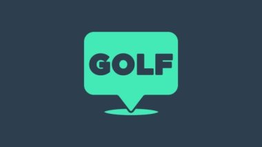 Turkuaz Golf etiketi simgesi mavi arkaplanda izole edildi. 4K Video hareketli grafik canlandırması