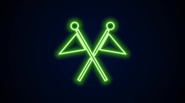 Parlayan neon hattı Golf bayrağı simgesi siyah arkaplanda izole edildi. Golf ekipmanı ya da aksesuar. 4K Video hareketli grafik canlandırması