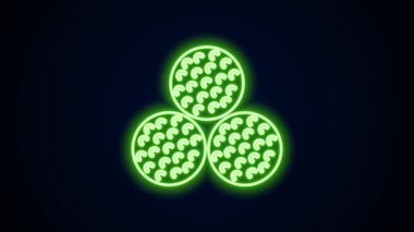 Parlayan neon hattı golf topu simgesi siyah arkaplanda izole edildi. 4K Video hareketli grafik canlandırması