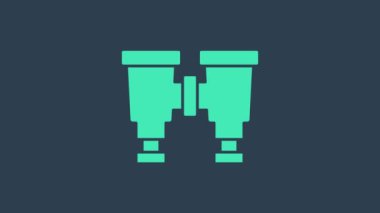 Mavi arkaplanda turkuaz dürbün simgesi izole edildi. Yazılım işareti bul. Casus ekipman sembolü. 4K Video hareketli grafik canlandırması