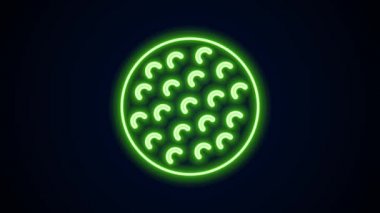 Parlayan neon hattı golf topu simgesi siyah arkaplanda izole edildi. 4K Video hareketli grafik canlandırması