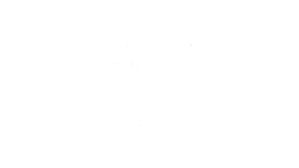 Línea negra Taco de billar e ícono de bola aislados sobre fondo blanco. Animación gráfica de vídeo 4K — Vídeo de stock