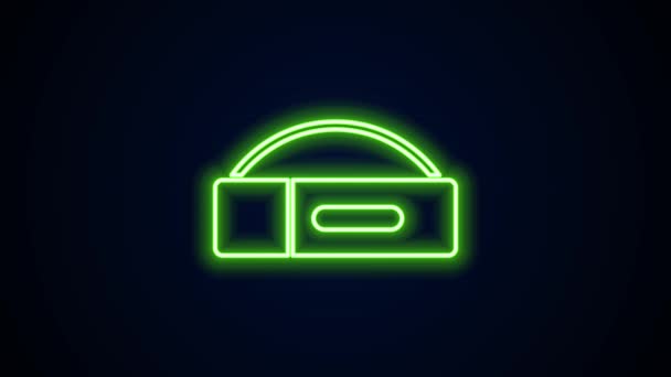 Glödande neon line Fall för biljard cue ikon isolerad på svart bakgrund. 4K Video motion grafisk animation — Stockvideo