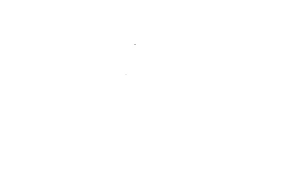Черная линия Бильярд бильярд бильярд мяч с номером 8 значок изолирован на белом фоне. Видеографическая анимация 4K — стоковое видео