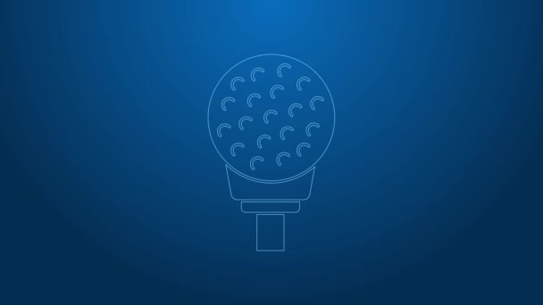 White line Golf ball on tee icon isolated on blue background. 4K Video motion graphic animation — Stock Video