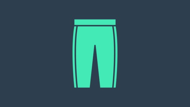 绿松石高尔夫裤子图标孤立在蓝色背景。运动器材。运动服。4K视频运动图形动画 — 图库视频影像