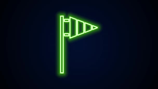 Gloeiende neon lijn Golf vlag pictogram geïsoleerd op zwarte achtergrond. Golfuitrusting of toebehoren. 4K Video motion grafische animatie — Stockvideo