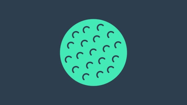 Tyrkysová ikona Golfový míč izolované na modrém pozadí. Grafická animace pohybu videa 4K — Stock video