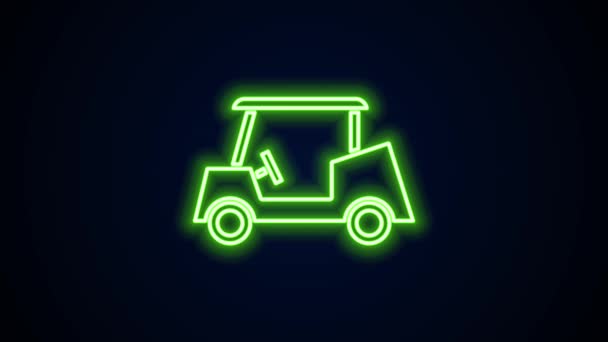 ネオンラインを輝く黒の背景に隔離されたゴルフ車のアイコン。ゴルフカート。4Kビデオモーショングラフィックアニメーション — ストック動画