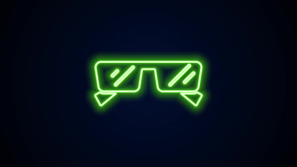 Icono de gafas de línea de neón brillante aislado sobre fondo negro. Símbolo de marco de gafas. Animación gráfica de vídeo 4K — Vídeos de Stock