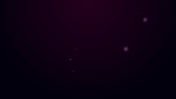 Сяюча неонова лінія Гольф-куля з значком щита ізольована на чорному тлі. 4K Відео рух графічна анімація — стокове відео