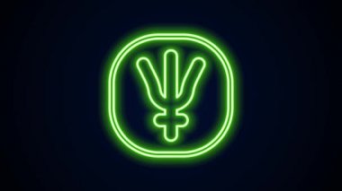 Parlayan neon hattı Neptün gezegeni simgesi siyah arkaplanda izole edildi. Astroloji, numeroloji, yıldız falı, astronomi. 4K Video hareketli grafik canlandırması