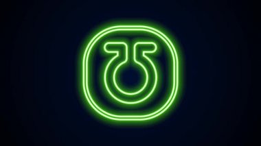Parlayan neon hattı yaşam simgesi siyah arkaplanda izole edildi. Simya ikonu. Temel mistik elementler. 4K Video hareketli grafik canlandırması