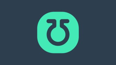 Turkuaz Yaşam simgesi mavi arkaplanda izole edildi. Simya ikonu. Temel mistik elementler. 4K Video hareketli grafik canlandırması