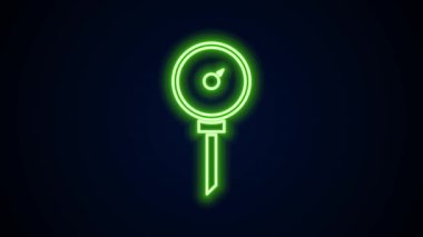 Parlayan neon hattı Mutfak termometre simgesi siyah arkaplanda izole edildi. 4K Video hareketli grafik canlandırması