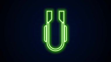 Parlayan neon hattı Et maşası simgesi siyah arkaplanda izole edildi. Barbekü maşası imzası. Barbekü ve ızgara aleti. 4K Video hareketli grafik canlandırması