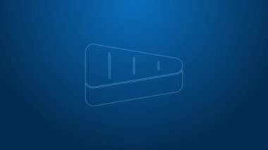 Mavi arka planda beyaz çizgili biftek ikonu var. 4K Video hareketli grafik canlandırması