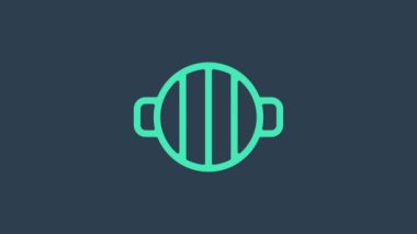 Turkuaz Izgara Izgara ikonu mavi arka planda izole edildi. Barbekü ızgara partisi. 4K Video hareketli grafik canlandırması