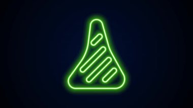Parlayan neon hattı biftek ikonu siyah arka planda izole edildi. 4K Video hareketli grafik canlandırması