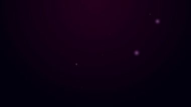 Parlayan neon çizgisi Pepper simgesi siyah arkaplanda izole edildi. Yemek pişirme baharatları. 4K Video hareketli grafik canlandırması
