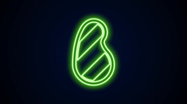 Parlayan neon hattı biftek ikonu siyah arka planda izole edildi. 4K Video hareketli grafik canlandırması