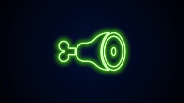 Parlayan neon çizgili tavuk budu simgesi siyah arka planda izole edildi. Tavuk budu. 4K Video hareketli grafik canlandırması