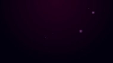 Parlayan neon hattı Et Helikopteri simgesi siyah arkaplanda izole edildi. Et için mutfak bıçağı. Kasap bıçağı. 4K Video hareketli grafik canlandırması