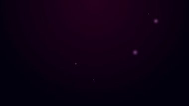 Siyah arkaplanda izole edilmiş ateş alev ikonu olan parlak neon çizgili harita işaretçisi. Yakında yangın var. 4K Video hareketli grafik canlandırması