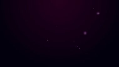 Parlayan neon hattı, siyah arkaplanda izole edilmiş yaban domuzu ayak izi ikonu. 4K Video hareketli grafik canlandırması