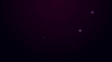 Parlayan neon çizgisi Fox patisi ayak izi simgesi siyah arkaplanda izole edildi. 4K Video hareketli grafik canlandırması