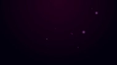 Parlayan neon çizgisi Tavşan ve Tavşan pençesi ayak izi simgesi siyah arkaplanda izole edildi. 4K Video hareketli grafik canlandırması