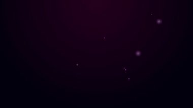 Parlayan neon çizgisi kurbağa pençesi ayak izi simgesi siyah arkaplanda izole edildi. 4K Video hareketli grafik canlandırması