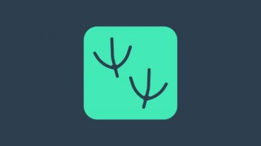 Turkuaz Güvercin patisi ayak izi simgesi mavi arkaplanda izole edildi. 4K Video hareketli grafik canlandırması