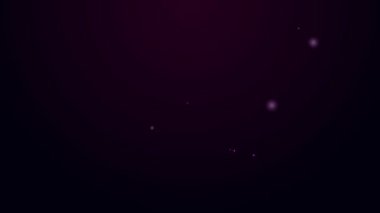 Parlak neon çizgisi deve pençesi ayak izi simgesi siyah arkaplanda izole edildi. 4K Video hareketli grafik canlandırması
