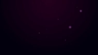 Parlayan neon çizgisi insan ayak izi ayakkabı ikonu siyah arkaplanda izole edildi. Ayakkabı tabanı. 4K Video hareketli grafik canlandırması