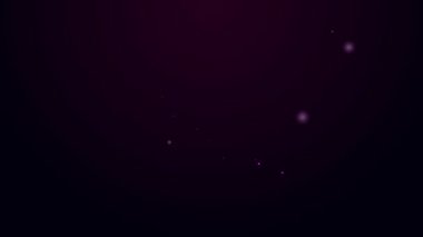 Parlayan neon çizgisi insan ayak izi ayakkabı ikonu siyah arkaplanda izole edildi. Ayakkabı tabanı. 4K Video hareketli grafik canlandırması