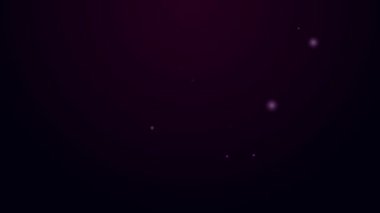 Parlayan neon çizgisi insan ayak izi ayakkabı ikonu siyah arkaplanda izole edildi. Ayakkabı tabanı. 4K Video hareketli grafik canlandırması