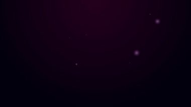 Parlak neon çizgisi Brownie çikolatalı kek ikonu siyah arka planda izole edilmiş. 4K Video hareketli grafik canlandırması