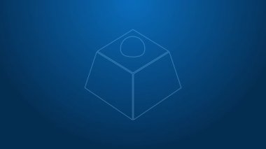 Beyaz çizgi Brownie çikolatalı kek ikonu mavi arka planda izole edilmiş. 4K Video hareketli grafik canlandırması