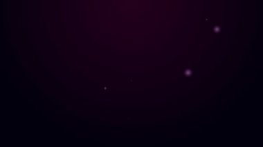 Parlayan neon hattı lolipop simgesi siyah arkaplanda izole edildi. Yemek, lezzetli bir sembol. 4K Video hareketli grafik canlandırması