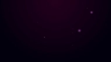 Parlak neon çizgili kek simgesi siyah arkaplanda izole edilmiş. Doğum günün kutlu olsun. 4K Video hareketli grafik canlandırması